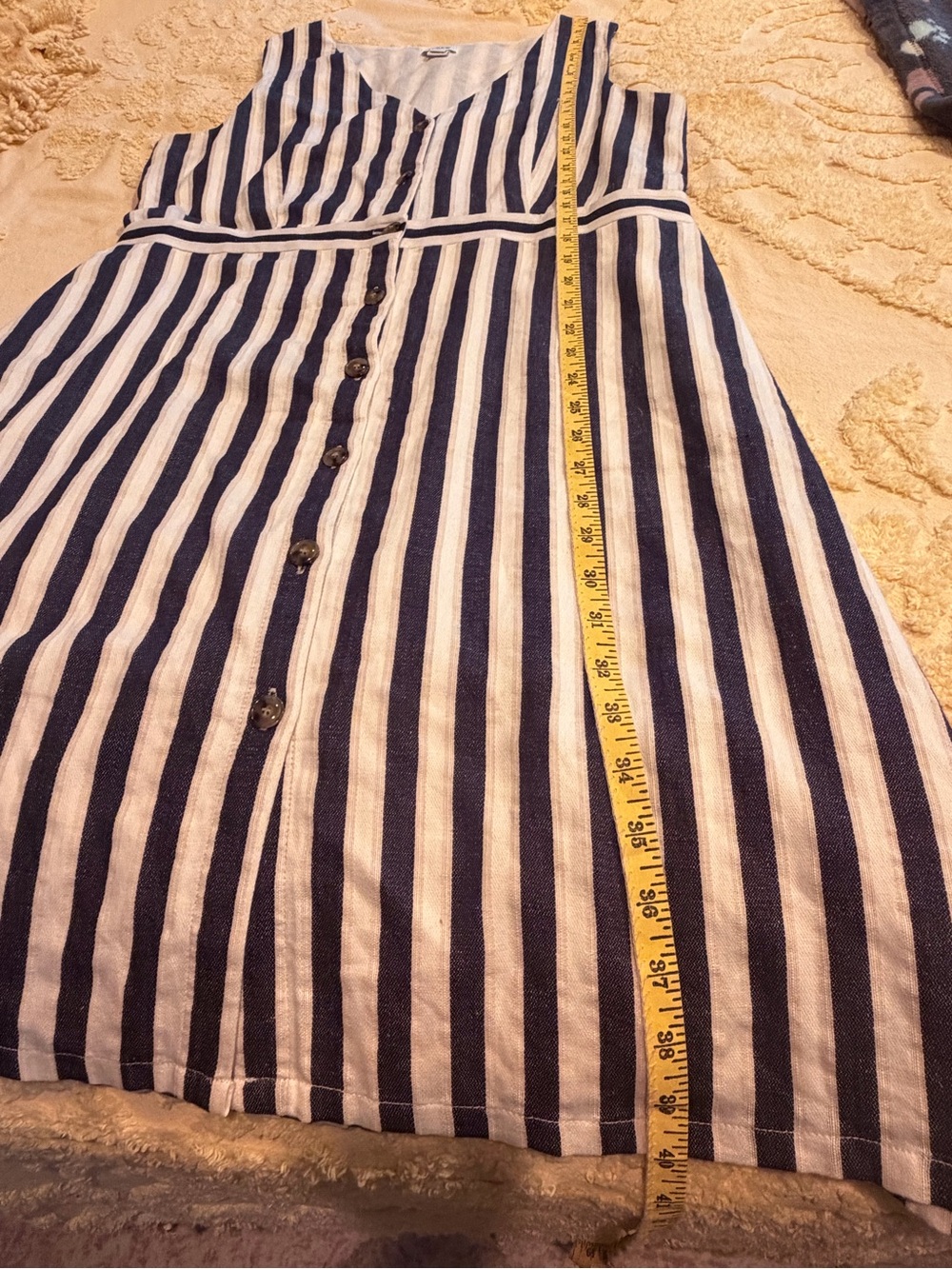 J. Crew Navy and White Vertical-Stripe Button-Front Midi Dress - Picture 8 of 11